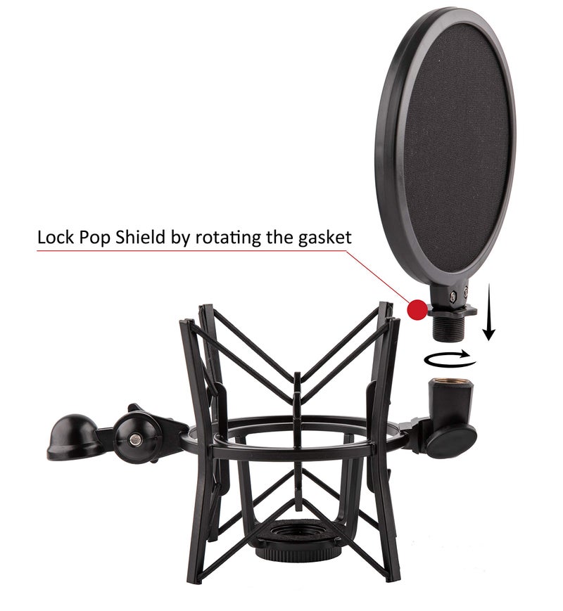 LYRCRO Microphone Shock Mount with Integrated Pop Shield for Rode Mics like K2, NT1-A,NT1000, NT2-A, NT2000, NTK, Podcaster and Procaster (20mm Internal Thread). - Image 3